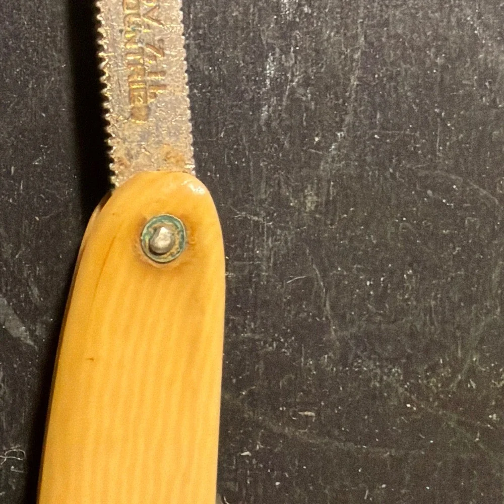 Vintage 1911 Patent Straight Razor Butterscotch Handle Made in USA Antique